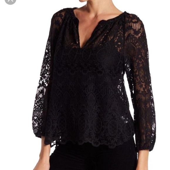 Joie Tops - Joie Avery Black Lace Button Up Top